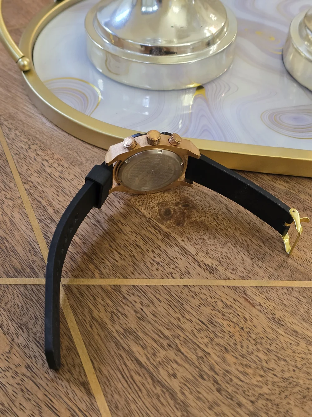 BREED Black and Rose Gold Chronograph Watch